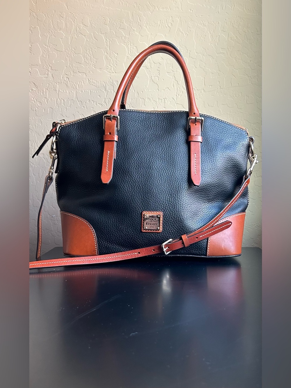 Dooney & Bourke Pebble Grain Domed Satchel in Black
